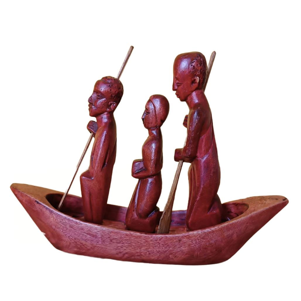 S13 Barca in legno con famiglia